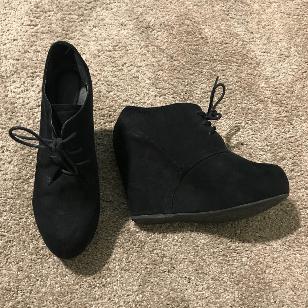 Black Faux Suede Booties
